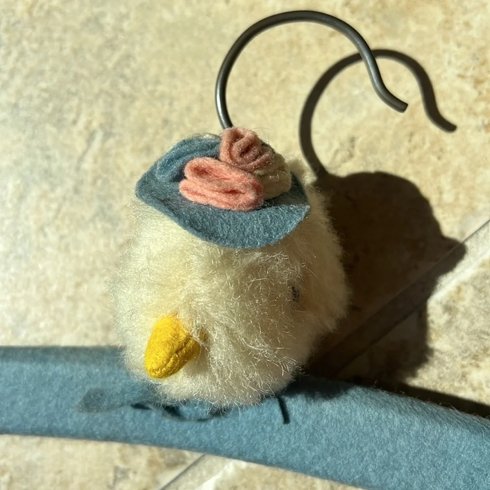 RARE Vintage Children Kids Clothing Coat Hanger Teddy Bear face 3D felt & duck